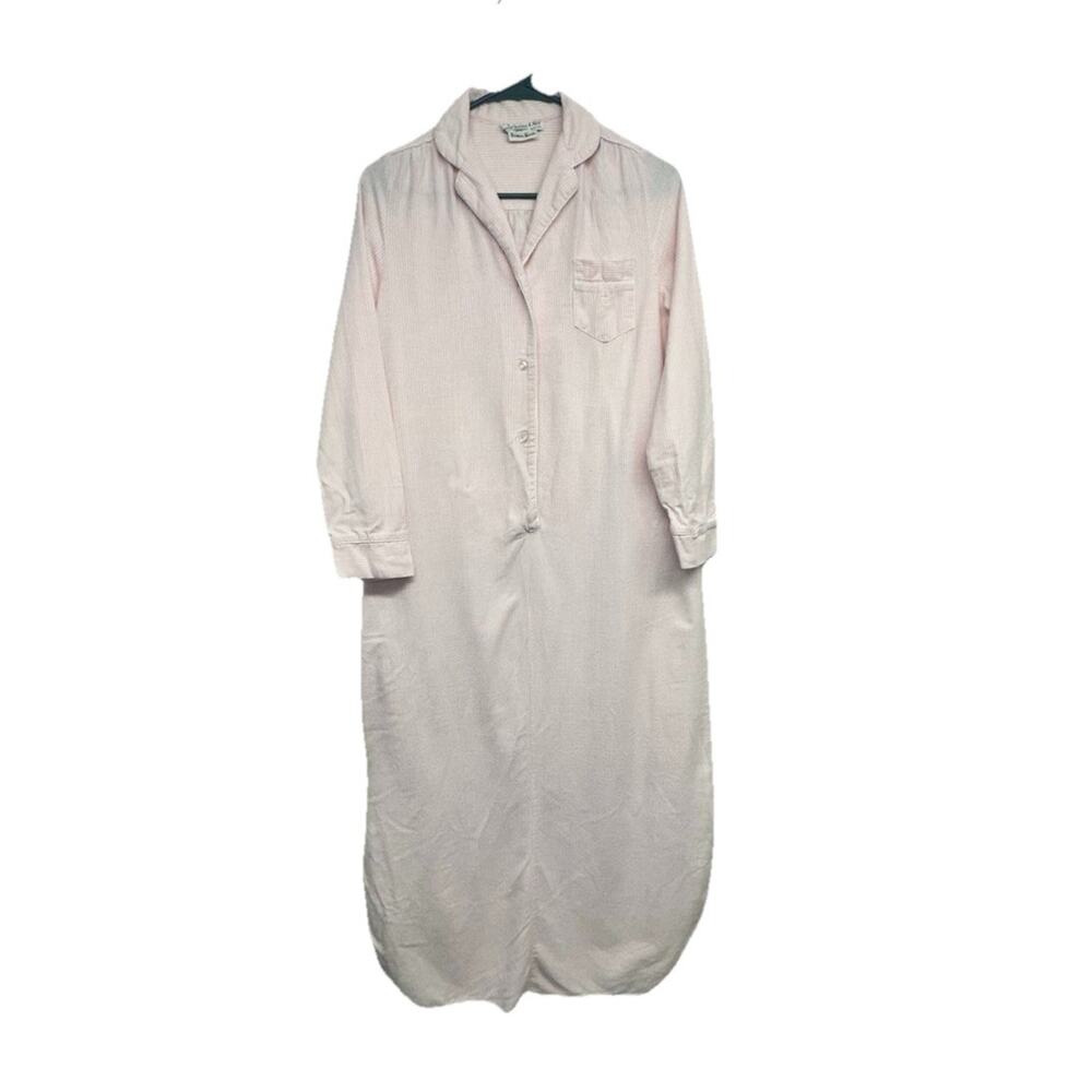 Vintage Christian Dior Neuman Marcus Flannel Pink Petite Nightgown Grannycore